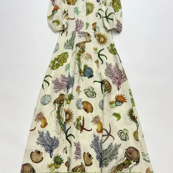 ALÉMAIS Sea Short-Sleeve Linen Midi Dress - Picture 6 of 16